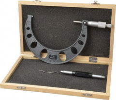 Value Collection - 5 to 6" Range, 0.0001" Graduation, Mechanical Outside Micrometer - Ratchet Stop Thimble - Caliber Tooling