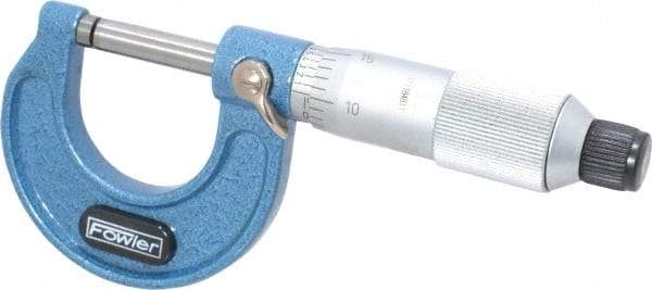 Fowler - 0 to 1" Range, 0.0001" Graduation, Mechanical Outside Micrometer - Friction Thimble, Accurate to 0.0001" - Caliber Tooling