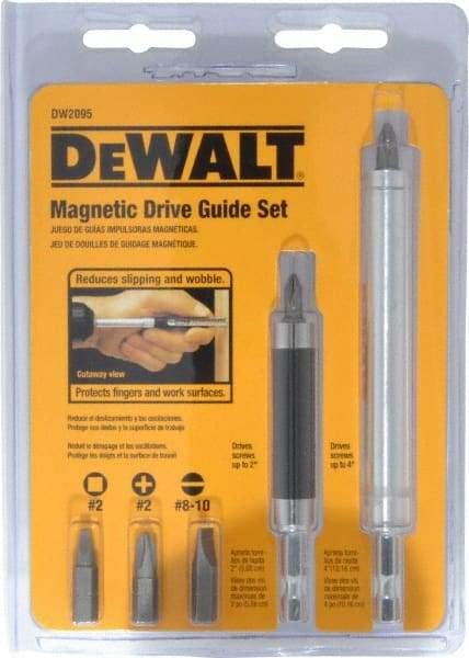 DeWALT - 7 Piece, Magnetic Drive Guide Set - #2, 1/4" Hex Drive, Phillips, Square, Slotted Point - Caliber Tooling