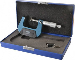 Fowler - 1 to 2 Inch, 0.001 Inch Graduation, Ratchet Stop Thimble, Mechanical Disc Micrometer - 0.00016 Inch Accuracy, 0.787 Inch Disc, 0.256 Inch Spindle - Caliber Tooling