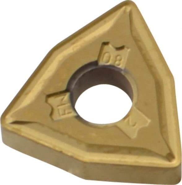 Kennametal - WNMG432 FW Grade KT315 Cermet Turning Insert - TiN/TiCN/TiN Finish, 80° Trigon, 1/2" Inscr Circle, 3/16" Thick, 1/32" Corner Radius - Caliber Tooling