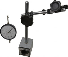 Mitutoyo - 0.001" Graduation, 0-100 Dial Reading, Indicator & Base Kit - 2.97" Dial Diam - Caliber Tooling