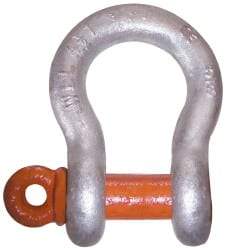 CM - 3/8" Nominal Chain Size, 2 Ton Alloy Steel Screw Anchor Shackle - 17/32" Diam, 7/16" Pin Diam, 21/32" Wide Inside Jaw, 15/16" Inside Width - Caliber Tooling