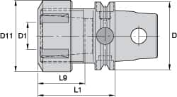 Kennametal - 0.04" to 5/8" Capacity, 120mm Projection, Modular Connection, ER25 Collet Chuck - 160mm OAL - Exact Industrial Supply