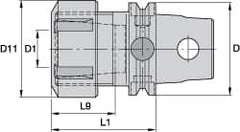 Kennametal - 0.02" to 13/32" Capacity, 60mm Projection, Modular Connection, ER16 Collet Chuck - 100mm OAL - Exact Industrial Supply