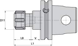 Kennametal - 0.51mm to 6.86mm Capacity, 90mm Projection, Modular Connection, ER11 Collet Chuck - 130mm OAL - Exact Industrial Supply