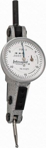 INTERAPID - 0.06 Inch Range, 0.0005 Inch Dial Graduation, Horizontal Dial Test Indicator - 1.2 Inch White Dial, 0-15-0 Dial Reading - Caliber Tooling