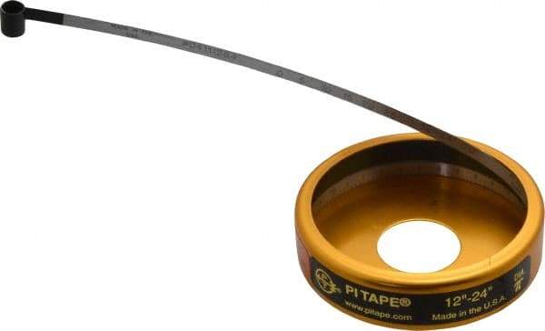 Made in USA - 0.001 Inch Graduation, 12 to 24 Inch Measurement, Spring Steel Diameter Tape Measure - 1/2 Inch Wide, 0.01 Inch Thick - Caliber Tooling