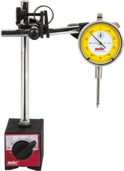 Value Collection - 0.001" Graduation, 0-100 Dial Reading, Indicator & Base Kit - 63mm Base Length x 50mm Base Width x 55mm Base Height, 2-9/32" Dial Diam - Caliber Tooling