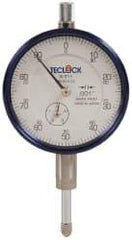 Teclock - 1/2" Range, 0-100 Dial Reading, 0.001" Graduation Dial Drop Indicator - 2-11/64" Dial, 0.1" Range per Revolution, 0.0009" Accuracy, Revolution Counter - Caliber Tooling