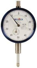 Teclock - 1/2" Range, 0-50-0 Dial Reading, 0.001" Graduation Dial Drop Indicator - 2-11/64" Dial, 0.1" Range per Revolution, 0.0009" Accuracy, Revolution Counter - Caliber Tooling