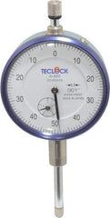 Teclock - 1" Range, 0-50-0 Dial Reading, 0.001" Graduation Dial Drop Indicator - 2-11/64" Dial, 0.1" Range per Revolution, 0.0014" Accuracy, Revolution Counter - Caliber Tooling