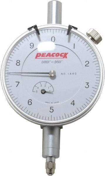 Peacock - 0.05" Range, 0-10 Dial Reading, 0.0001" Graduation Dial Drop Indicator - 2-3/64" Dial, 0.0003" Accuracy, Revolution Counter - Caliber Tooling