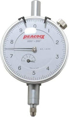 Peacock - 0.05" Range, 0-10 Dial Reading, 0.0001" Graduation Dial Drop Indicator - 2-3/64" Dial, 0.0003" Accuracy, Revolution Counter - Caliber Tooling