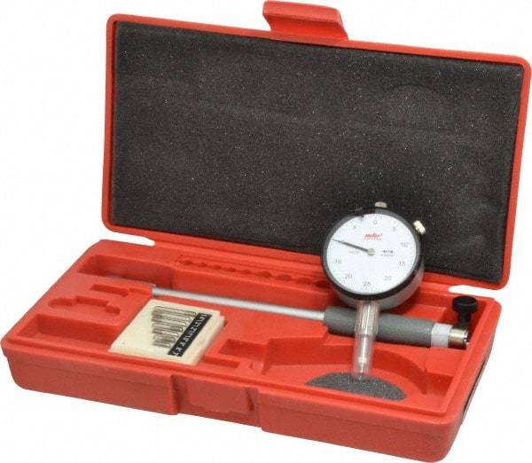 Value Collection - 8 Anvil, 0.7 to 1-1/2" Dial Bore Gage - 0.0005" Graduation, 5" Gage Depth - Caliber Tooling