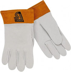 Steiner - Size S Unlined Deerskin Welding Glove - 9-1/2" OAL, Safety Cuff, For TIG - Caliber Tooling