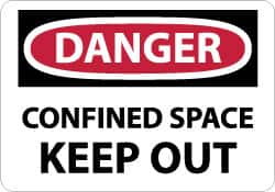 NMC - "Danger - Confined Space - Keep Out", 10" Long x 14" Wide, Rigid Plastic Safety Sign - Rectangle, 0.05" Thick, Use for Accident Prevention - Caliber Tooling