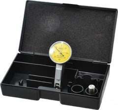 Mahr - 0.4 mm Range, 0.01 mm Dial Graduation, Horizontal Dial Test Indicator - 27.5 mm Yellow Dial, 0-40-0 Dial Reading - Caliber Tooling