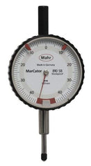 Mahr - 0.8mm Range, 0-45-0 Dial Reading, 0.01mm Graduation Dial Drop Indicator - 50mm Dial, 0.01mm Range per Revolution - Caliber Tooling