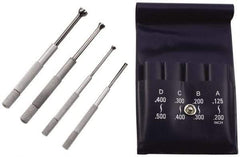 TESA Brown & Sharpe - 1/8 to 1/2 Inch Measurement, Small Hole Gage Set - Half Ball, Satin Chrome Coated, Includes Pouch - Caliber Tooling