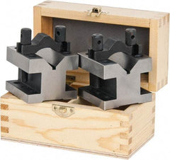 Value Collection - 1-3/16" Max Capacity, 90° Angle, Hardened Steel V-Block - 2-3/8" Long x 2-3/8" Wide x 2" High, Sold as 2 Block Set - Caliber Tooling