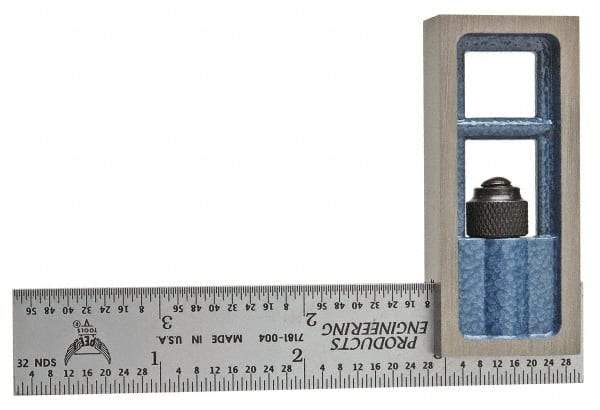 PEC Tools - 4 Inch Long, 4R Double Square - 1/64, 1/32, 1/16 and 1/8 Inch Graduation, Hardened Steel - Caliber Tooling