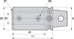 Kennametal - 16mm Bore Diam, 40mm Body Diam x 65mm Body Length, Boring Bar Holder & Adapter - 55mm Bore Depth, Internal & External Coolant - Exact Industrial Supply