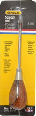 General - 6-1/2" OAL Steel Scratch Awl - Hardwood Handle - Caliber Tooling