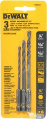 Drill Bit Set: Hammer Drill Bits, 3 Pc, 135 °, Carbide Tipped Bright/Uncoated, Standard, Straight Shank