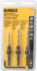 DeWALT - 3 Piece, 0.13 to 0.19" Head Diam, 77 to 83° Included Angle, Single End Countersink Set - Caliber Tooling