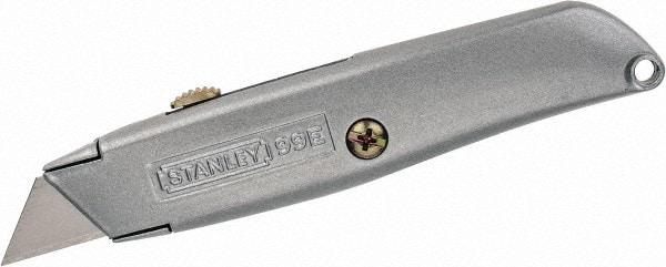 Stanley - Retractable Utility Knife - 2-7/16" Blade, Die Cast Aluminum (Color) Aluminum Handle, 3 Blades Included - Caliber Tooling