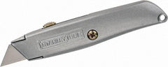 Stanley - Retractable Utility Knife - 2-7/16" Blade, Die Cast Aluminum (Color) Aluminum Handle, 3 Blades Included - Caliber Tooling