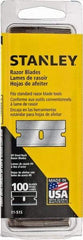 Stanley - 100 Piece Steel Single Edge Blade - 1-1/2" OAL, 0.009" Blade Thickness - Caliber Tooling