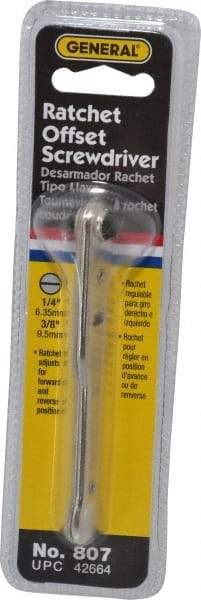 General - Ratcheting Offset Standard Slotted Screwdriver - 3-7/8" OAL - Caliber Tooling