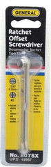 General - 1/4" Slotted Blade, #2 Phillips Point, Ratcheting Offset Slotted & Phillips Screwdriver Set - 3-7/8" OAL - Caliber Tooling