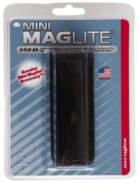 Mag-Lite - Leather Mini/Pocket Flashlight Belt Holster - Black, Compatible with Maglite AA Batteries - Caliber Tooling