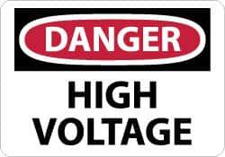 NMC - "Danger - High Voltage", 10" Long x 14" Wide, Rigid Plastic Safety Sign - Rectangle, 0.05" Thick, Use for Accident Prevention - Caliber Tooling