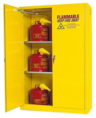 Eagle - 2 Door, 2 Shelf, Yellow Steel Standard Safety Cabinet for Flammable and Combustible Liquids - 65" High x 43" Wide x 18" Deep, Self Closing Door, 3 Point Key Lock, 45 Gal Capacity - Caliber Tooling