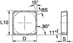 Kennametal - SPKN53 Grade KC725M Carbide Milling Insert - TiN/TiCN/TiN Finish, 3/16" Thick, 5/8" Inscribed Circle - Caliber Tooling