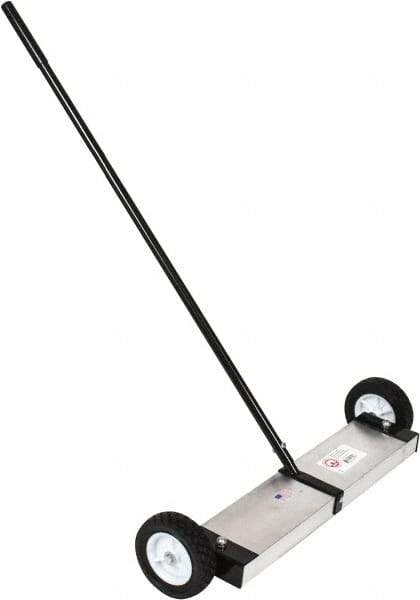 Mag-Mate - 24" Long Push Magnetic Sweeper with Wheels - 5" Wide x 5" High x 48" Long, 6" Wheel Diam, 2" Clearance - Caliber Tooling