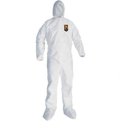 KleenGuard - Size XL SMS General Purpose Coveralls - White, Zipper Closure, Elastic Cuffs, with Boots, Serged Seams - Caliber Tooling