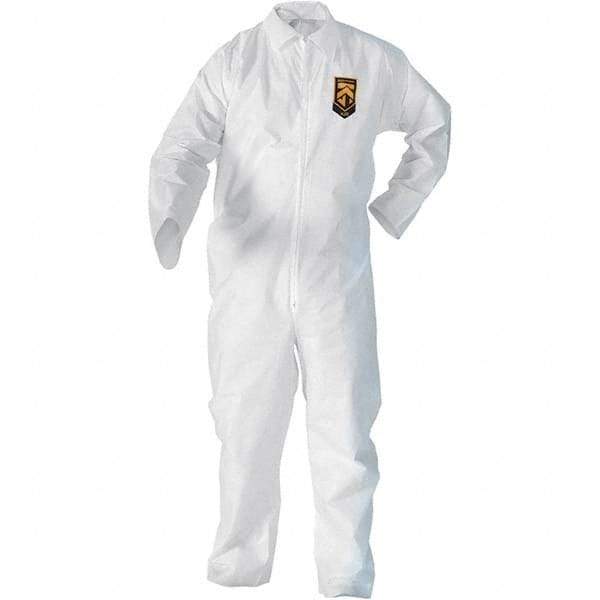 KleenGuard - Size XL SMS General Purpose Coveralls - White, Zipper Closure, Open Cuffs, Open Ankles, Serged Seams - Caliber Tooling