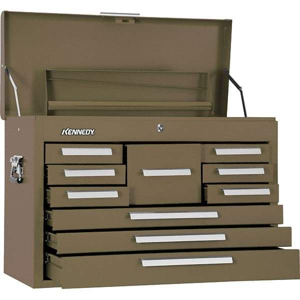 Kennedy - 10 Drawer Tool Chest - 26-1/8" Wide x 12-1/8" Deep x 18-7/8" High, Steel, Brown - Caliber Tooling