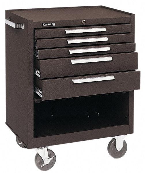 Kennedy - 5 Drawer Steel Tool Roller Cabinet - 27" Wide x 35" High x 18" Deep, Brown - Caliber Tooling