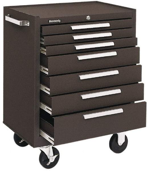 Kennedy - 7 Drawer Steel Tool Roller Cabinet - 27" Wide x 35" High x 18" Deep, Ball Bearing Drawer Slides, Brown - Caliber Tooling