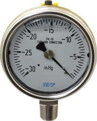 Wika - 2-1/2" Dial, 1/4 Thread, 30-0 Scale Range, Pressure Gauge - Lower Connection Mount, Accurate to 2-1-2% of Scale - Caliber Tooling