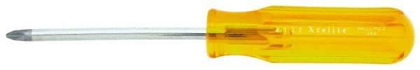 Xcelite - #2, 8-1/8" OAL, Standard Phillips Screwdriver - 4" Blade Length, Round Shank, Acetate Handle - Caliber Tooling