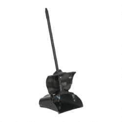 Rubbermaid - 11-1/4" Wide x 5" High Upright Dustpan - Plastic Body, 12-51/64" Handle, Black, with Wheels - Caliber Tooling