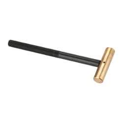 Value Collection - 3/8 Lb Nonsparking Brass Hammer - 8-1/8" OAL, 3/4" Face Diam, Aluminum Handle - Caliber Tooling