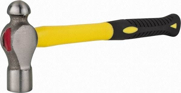 Value Collection - 1 Lb Head Forged Steel Ball Pein Hammer - Fiberglass Handle, 12-1/2" OAL, Fiberglass with Cushion Grip - Caliber Tooling